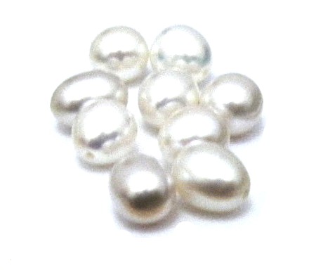 White 8-8.5mm Metallic Half Drilled Drop Single Pearls